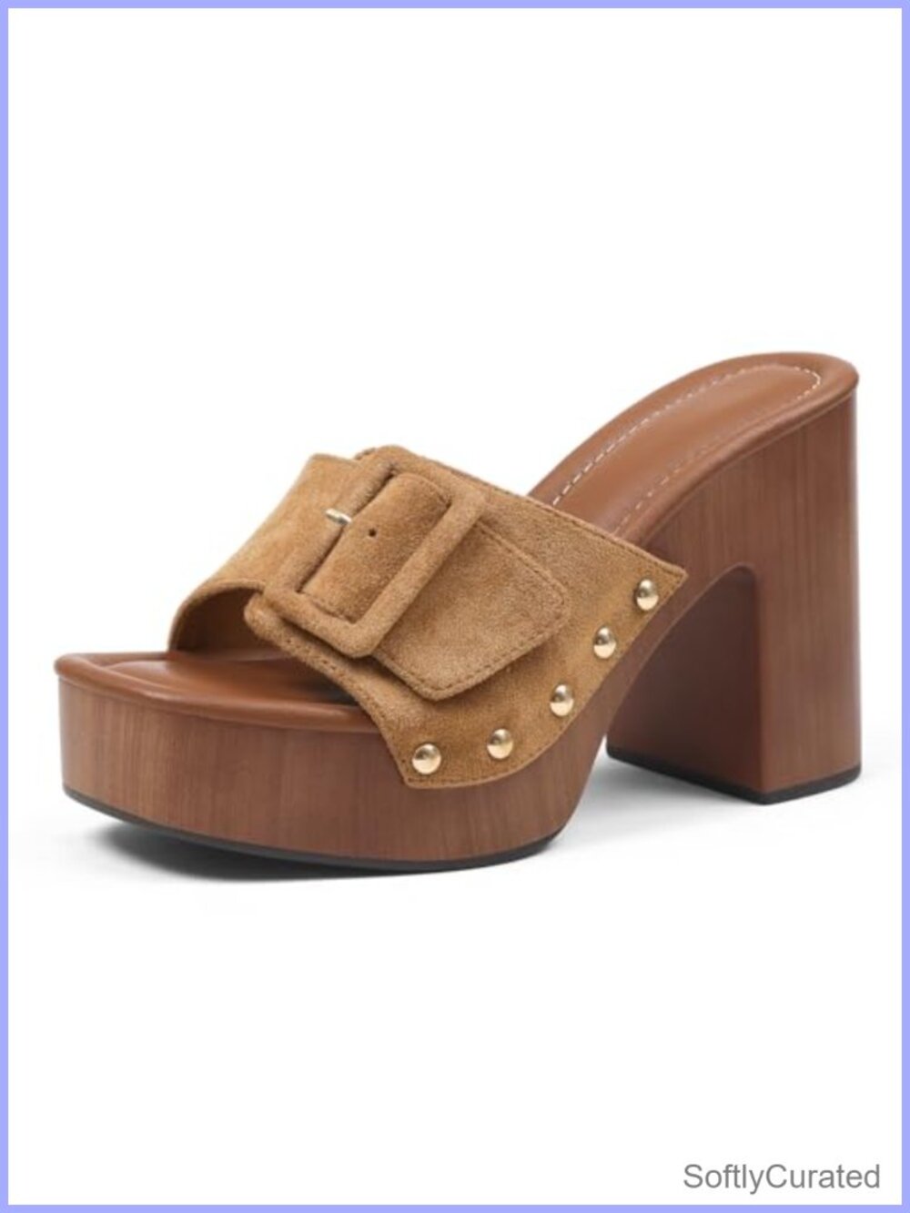 Platform Chunky Heels Open Toe Block Heeled Sandals Slip On Mules Dressy Shoes